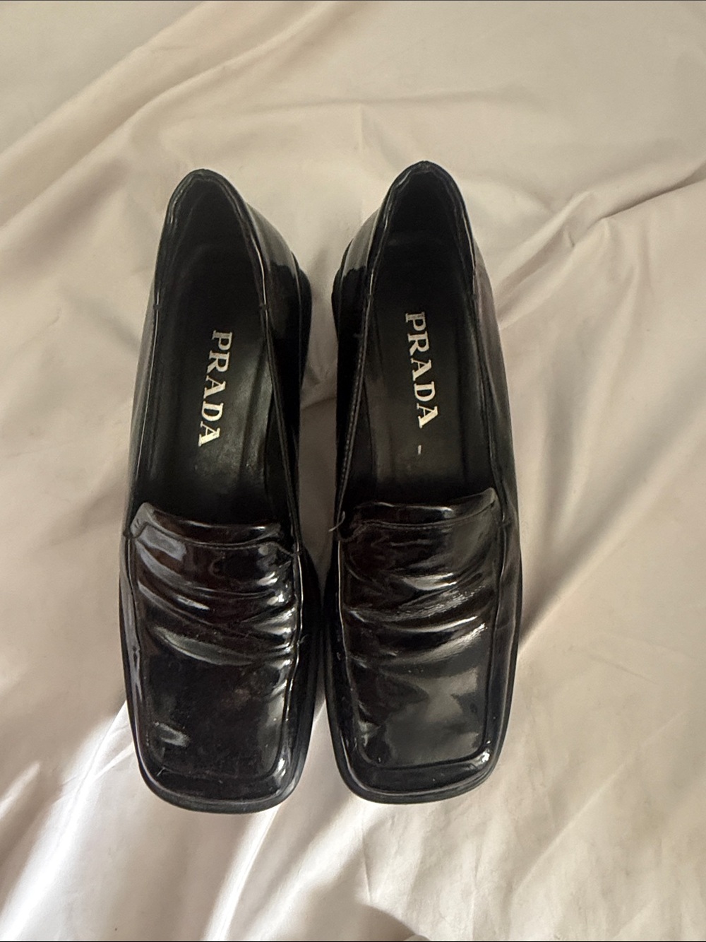 Prada Black Patent Leather Square-Toe Loafers - Picture 12 of 14